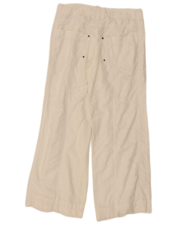 Mexx Womens Wide Leg Chino Trousers UK 14 Large W34 L31 White Linen