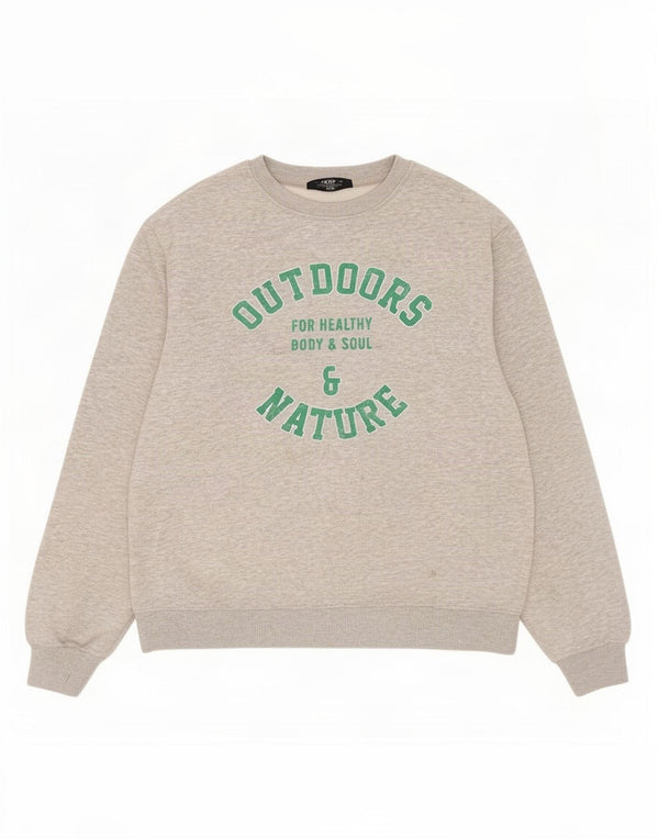 Marks & Spencer Womens Graphic Sweatshirt Jumper UK 10 Small Grey Flecked