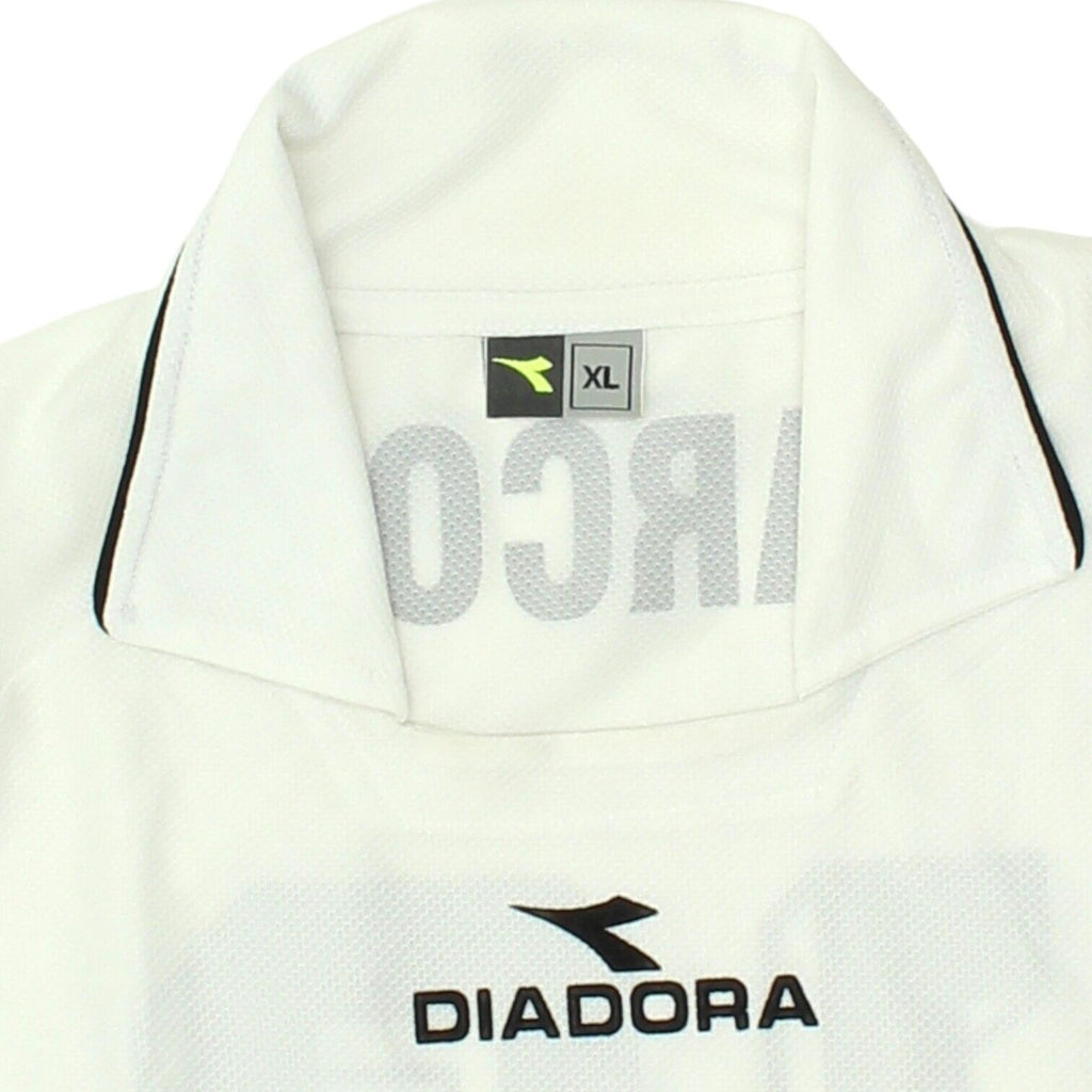 Diadora Mens White Long Sleeve Collared Football Shirt | Vintage Sportswear VTG | Vintage Messina Hembry | Thrift | Second-Hand Messina Hembry | Used Clothing | Messina Hembry 