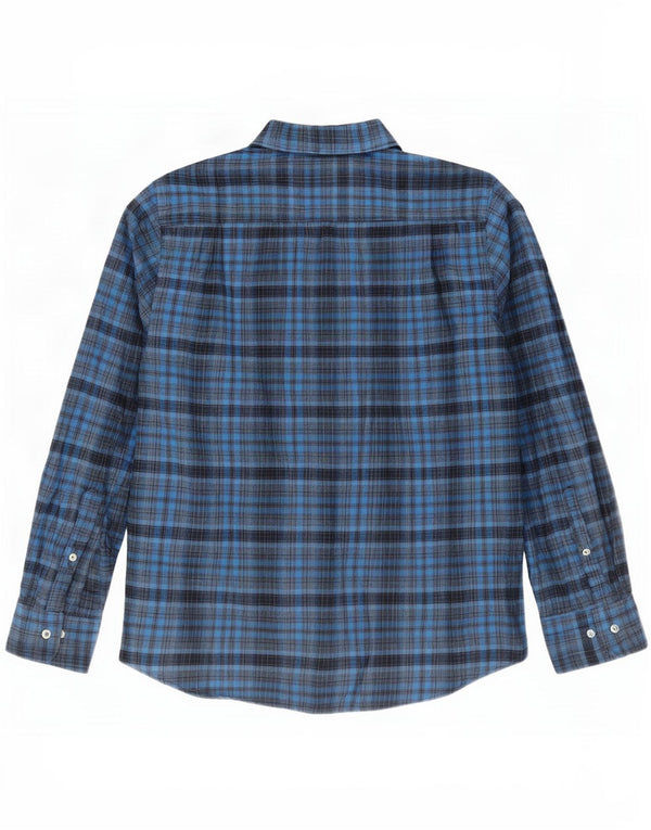 Carrera Mens Regular Fit Flannel Shirt Large Navy Blue Check Cotton