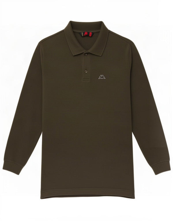 Kappa Mens Long Sleeve Polo Shirt Large Khaki Cotton
