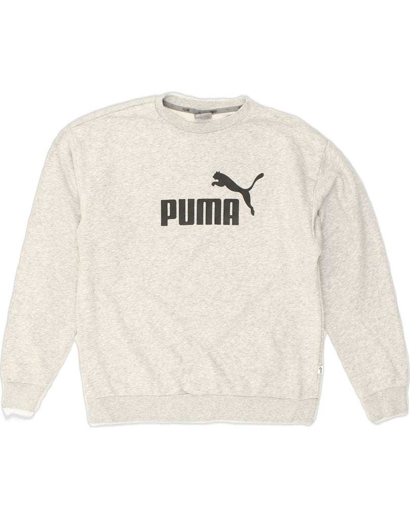 PUMA Womens Graphic Sweatshirt Jumper UK 12 Medium Grey | Vintage Puma | Thrift | Second-Hand Puma | Used Clothing | Messina Hembry 