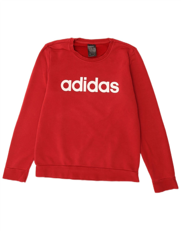 Adidas Womens Graphic Sweatshirt Jumper UK 12/14 Medium Red Cotton