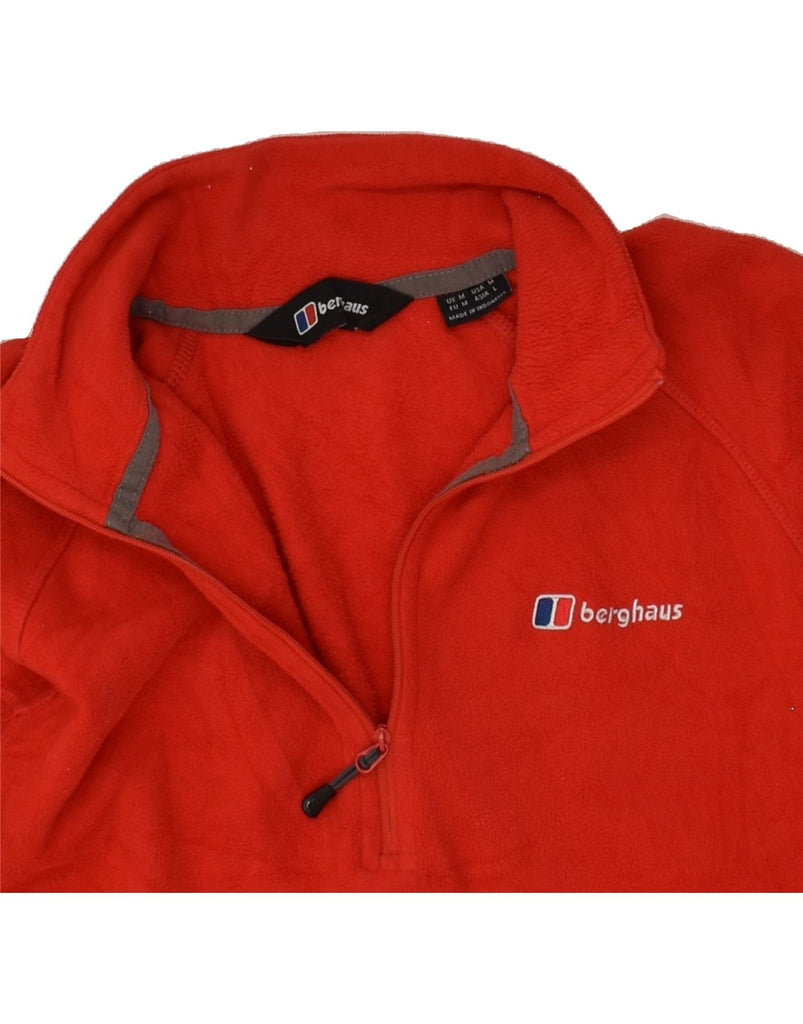 BERGHAUS Womens Zip Neck Fleece Jumper UK 14 Medium Red Polyester | Vintage Berghaus | Thrift | Second-Hand Berghaus | Used Clothing | Messina Hembry 