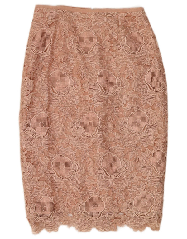 Ted Baker Womens Midi Pencil Skirt Size 2 Small W26  Pink Floral Polyester