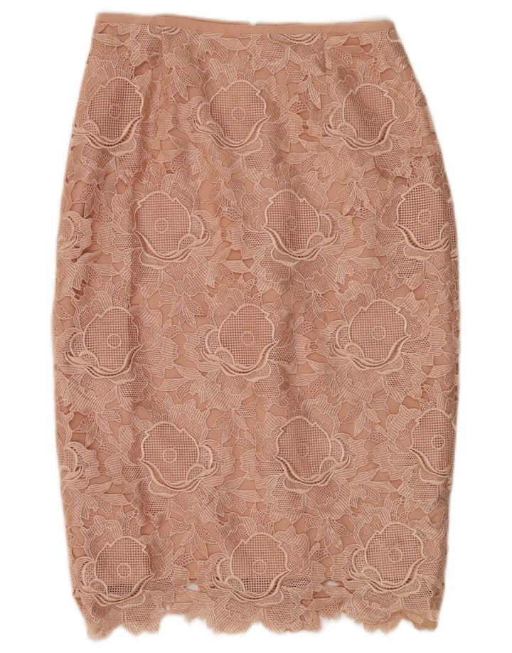 Ted Baker Womens Midi Pencil Skirt Size 2 Small W26  Pink Floral Polyester