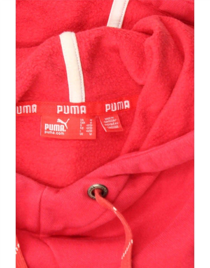 PUMA Mens Graphic Hoodie Jumper Medium Pink Cotton
