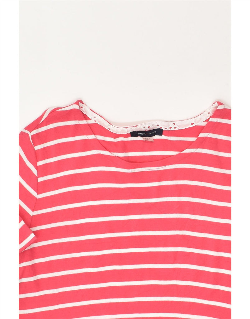 TOMMY HILFIGER Womens T-Shirt Dress UK 10 Small Pink Striped Cotton | Vintage Tommy Hilfiger | Thrift | Second-Hand Tommy Hilfiger | Used Clothing | Messina Hembry 