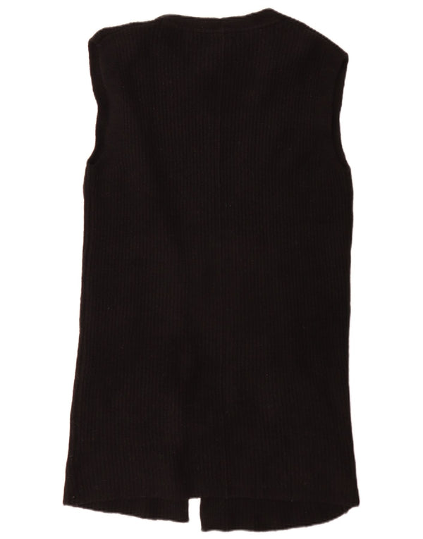 Fat Face Womens Longline Sleeveless Open Cardigan Sweater UK 6 XS Black