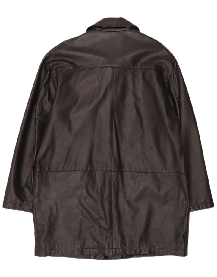 Vintage Mens Leather Coat IT 50 Large Black
