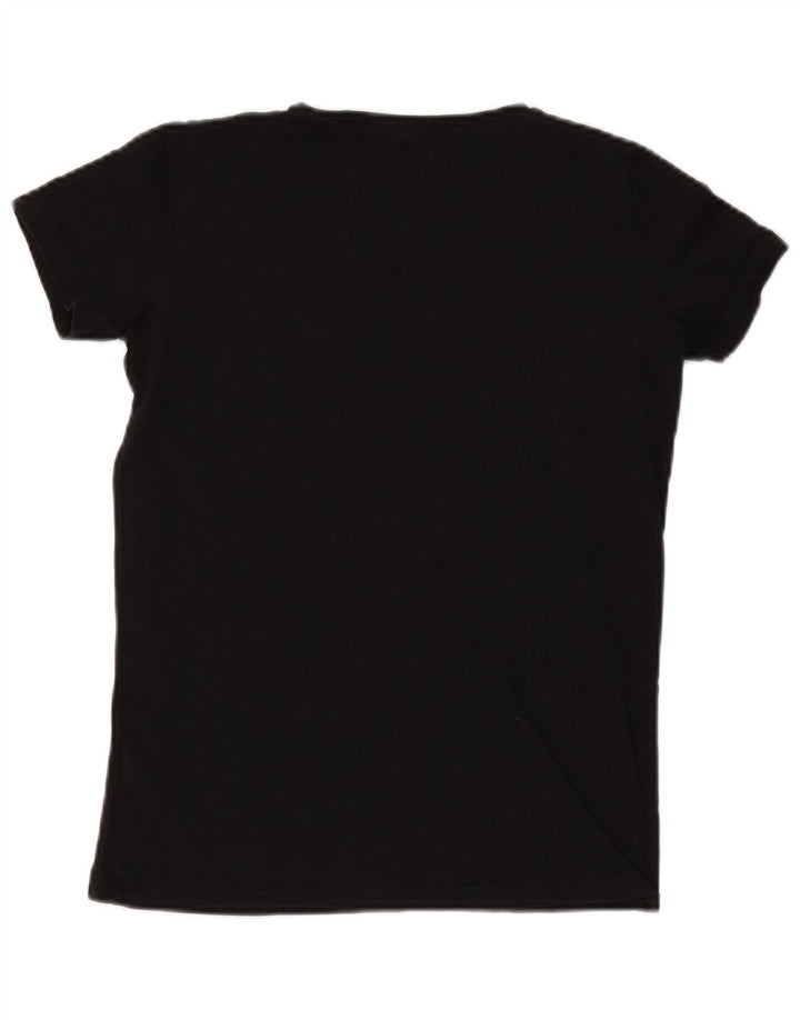 TRUSSARDI JEANS Womens Oversized Graphic T-Shirt Top UK 2 2XS Black