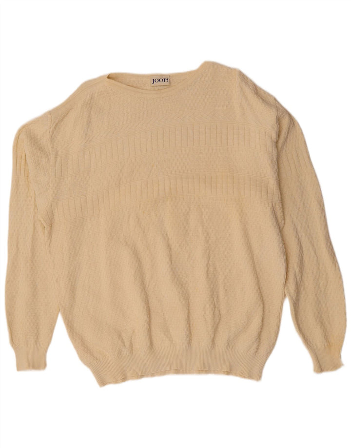 JOOP Mens Boat Neck Jumper Sweater IT 54 XL Off White Cotton