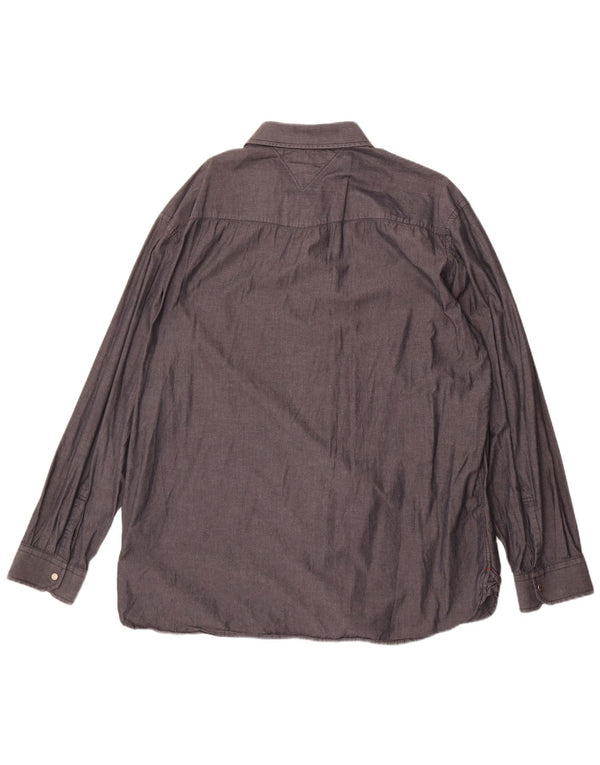 Tommy Hilfiger Mens trim fit Shirt 2XL Grey Cotton