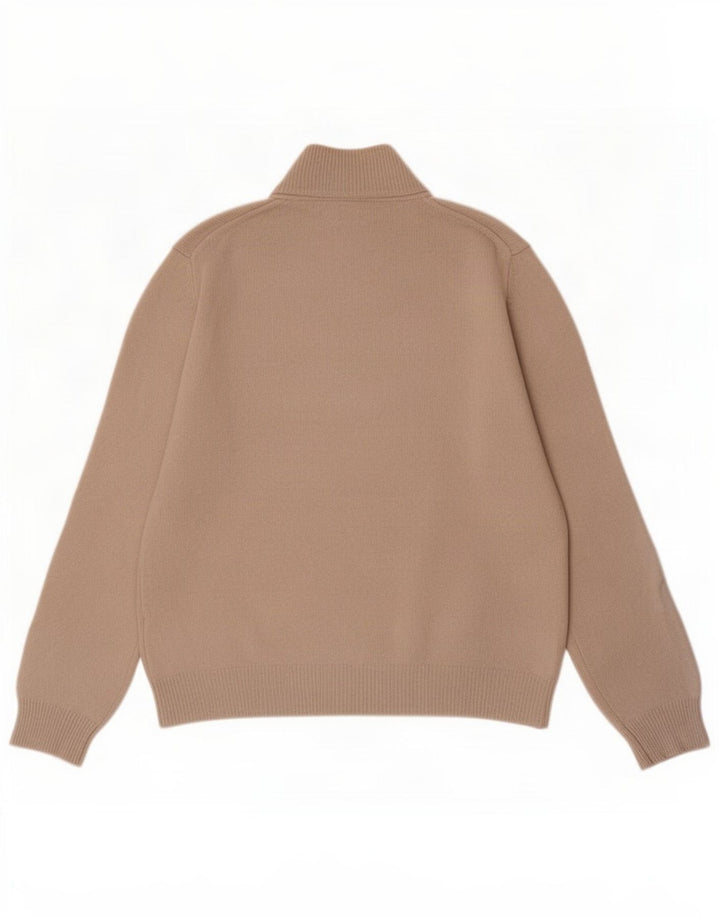 Henry Cottons Mens Zip Neck Jumper Sweater Large Beige Virgin Wool
