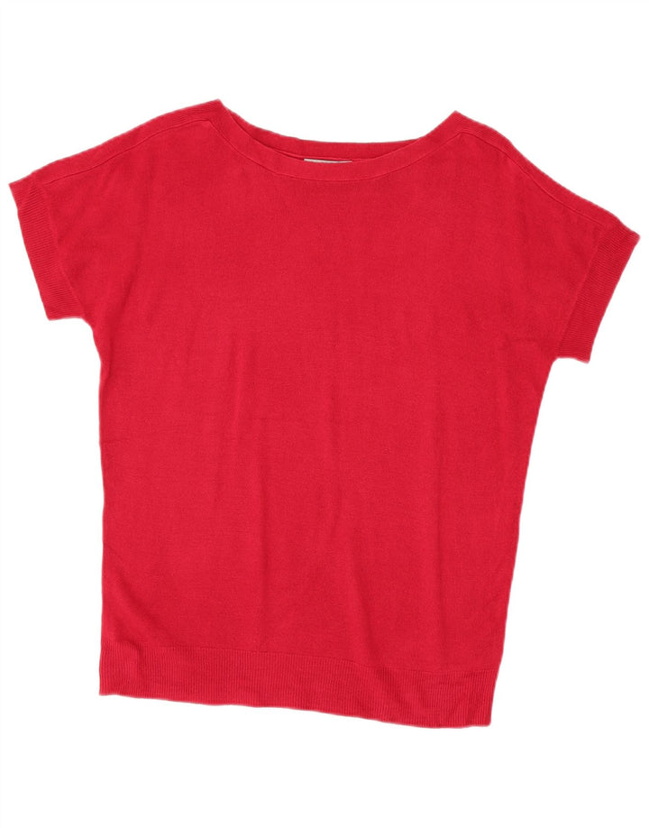 Marks & Spencer Womens Boat Neck Jumper Sweater UK 12 Medium Red