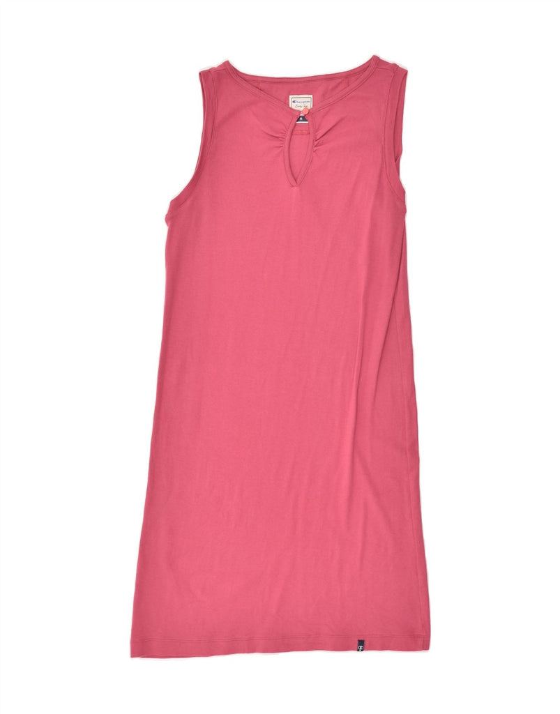 CHAMPION Womens Easy Fit Sleeveless T-Shirt Dress UK 12 Medium Pink Cotton | Vintage Champion | Thrift | Second-Hand Champion | Used Clothing | Messina Hembry 