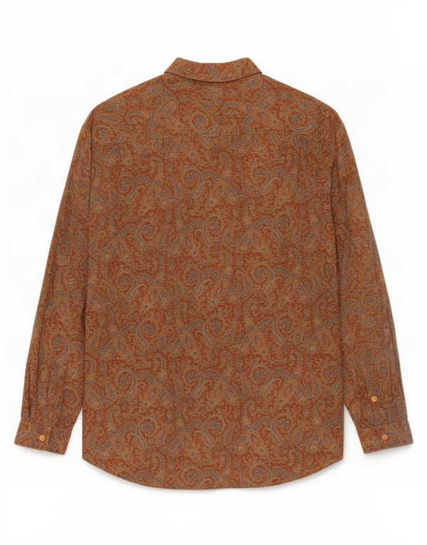 Rodrigo Mens Shirt Size 43 17 XL Brown Paisley Viscose