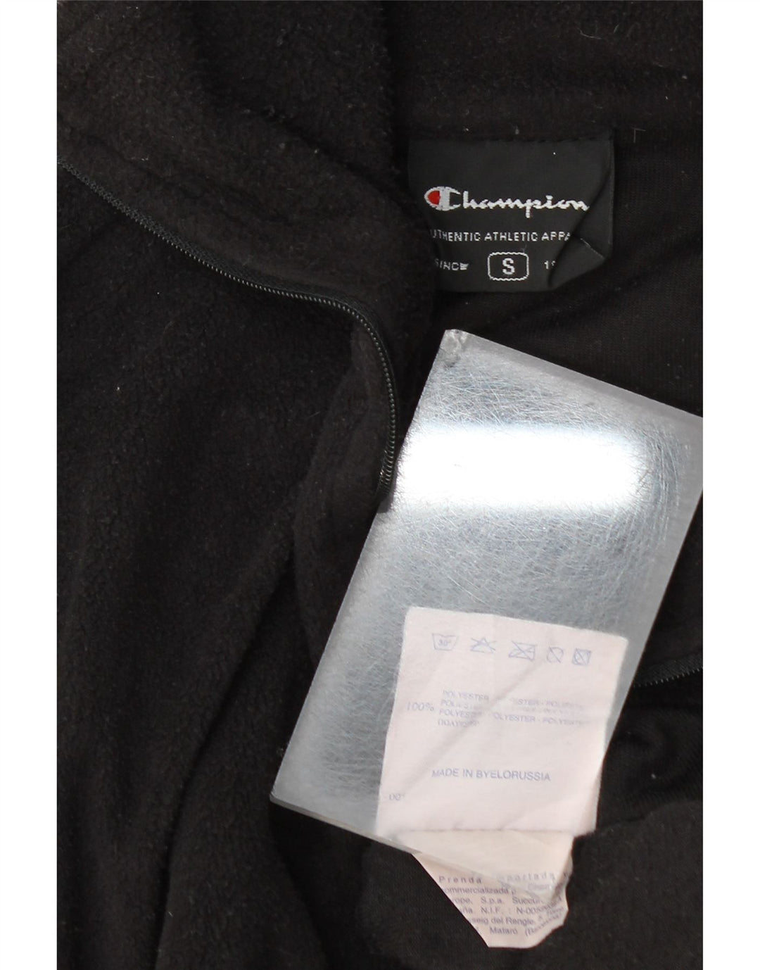 Champion Mens Zip Neck Fleece Jumper Small Black Polyester