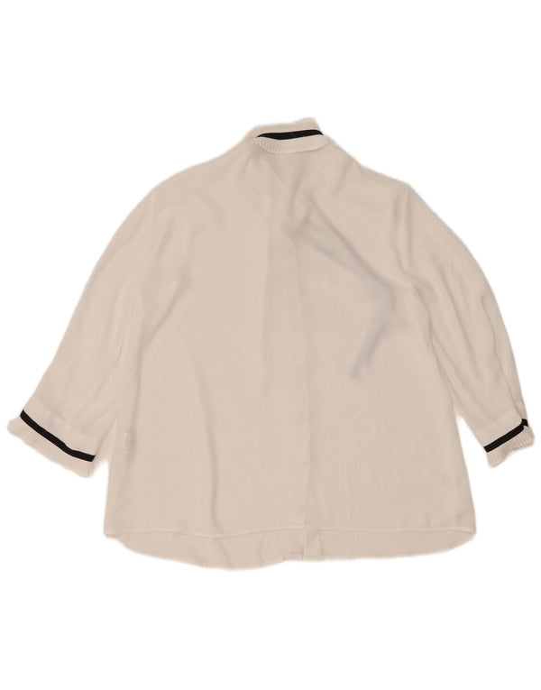 Zara Womens 3/4 Sleeve Shirt Blouse UK 14 Medium White Polyester