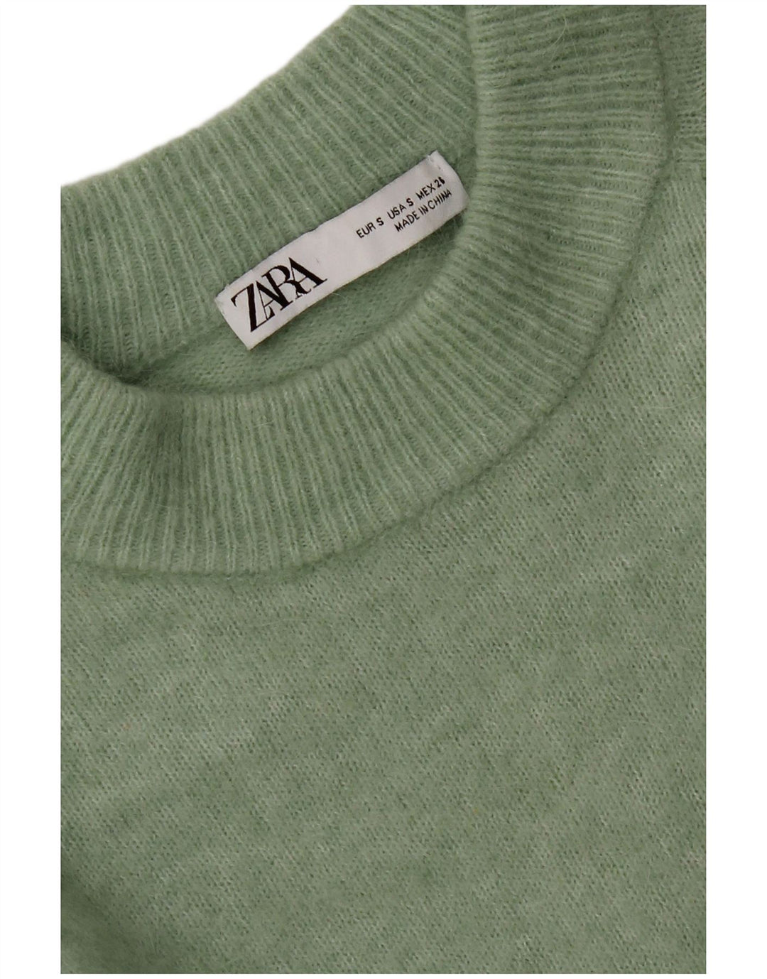 Zara Womens Oversized Crew Neck Jumper Sweater UK 10 Small Green