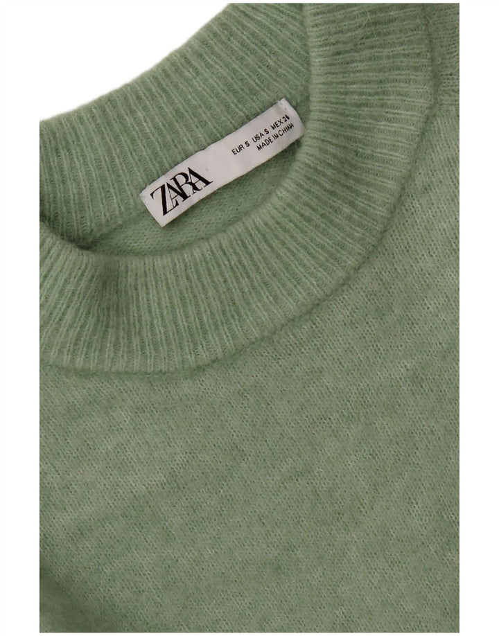 Zara Womens Oversized Crew Neck Jumper Sweater UK 10 Small Green