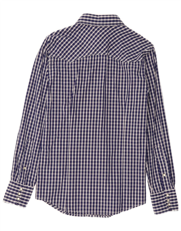 Benetton Mens Shirt Small Navy Blue Check
