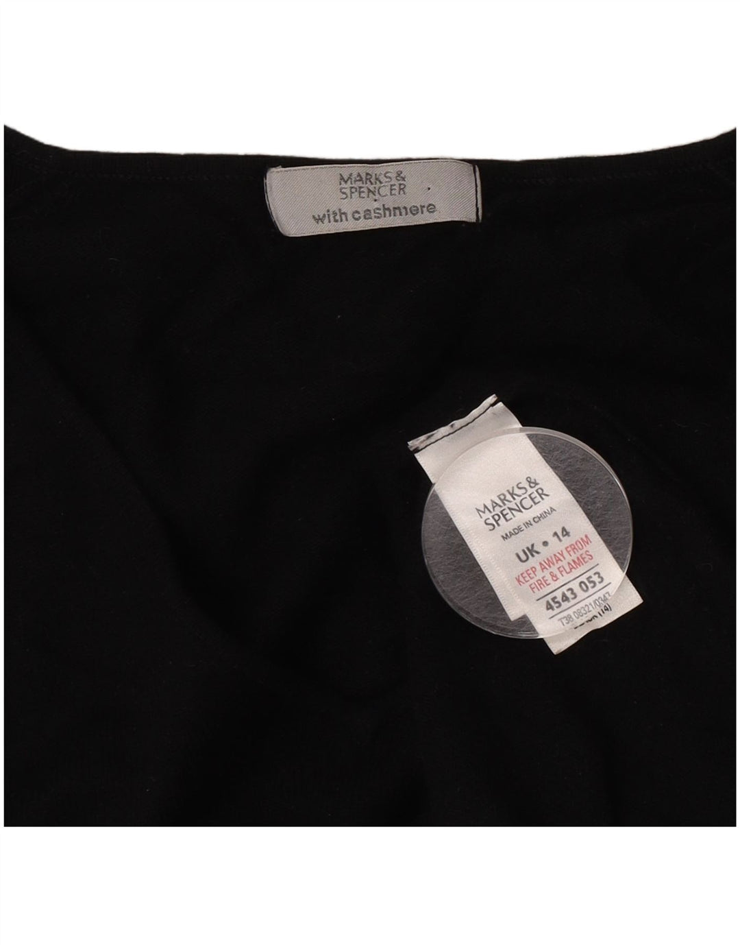 Marks & Spencer Womens Crop V-Neck Jumper Sweater UK 14 Medium Black