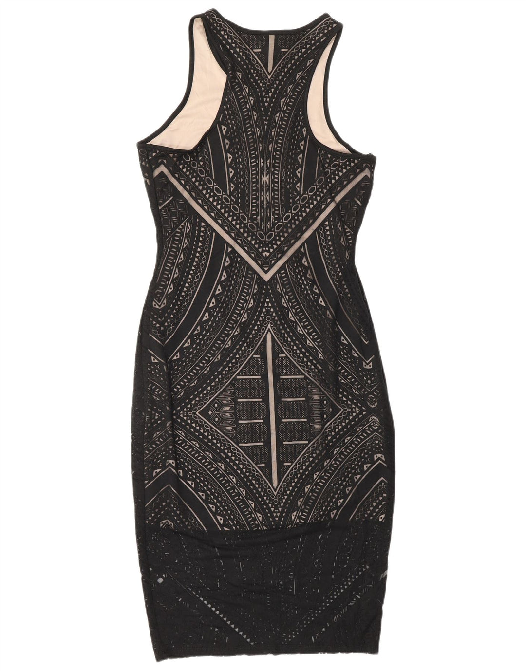 MOSSIMO Womens Sleeveless Bodycon Dress UK 6 XS Black Geometric Rayon