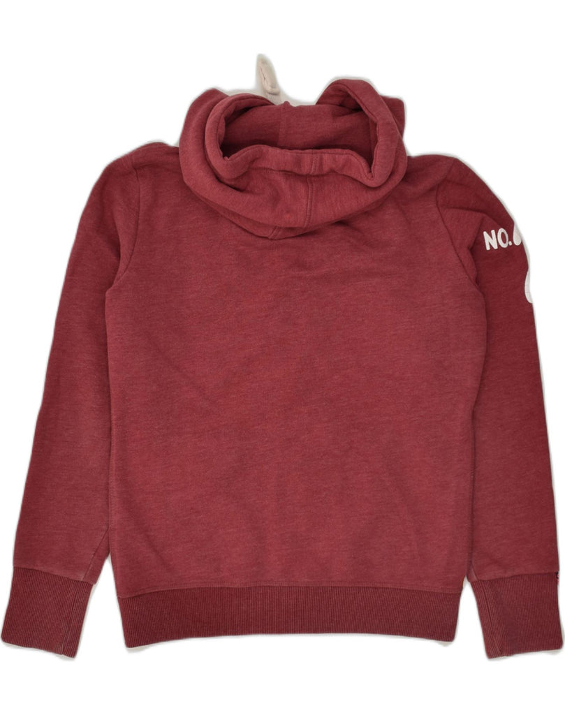 SUPERDRY Womens Graphic Zip Hoodie Sweater UK 10 Small Burgundy Cotton | Vintage Superdry | Thrift | Second-Hand Superdry | Used Clothing | Messina Hembry 