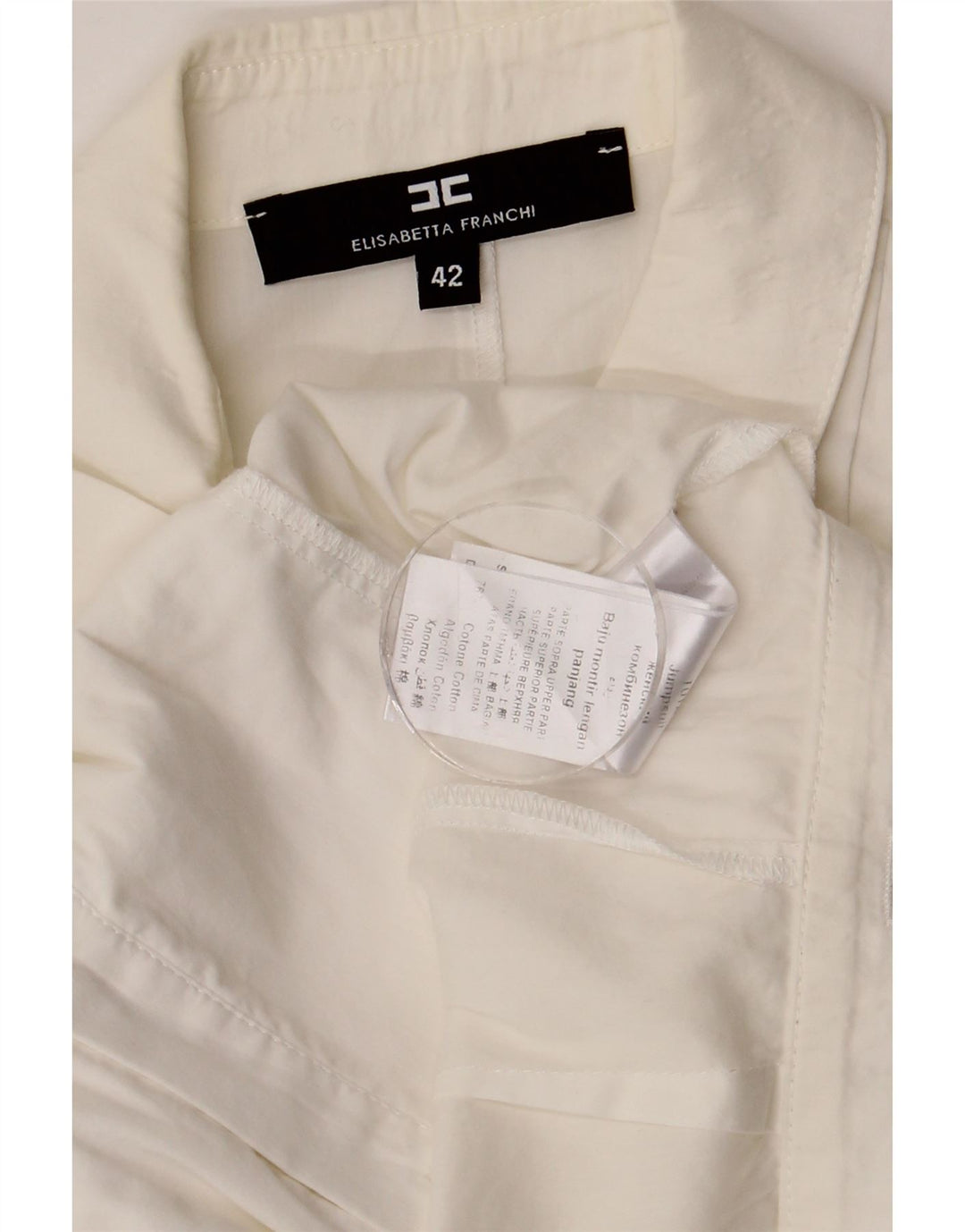 ELISABETTA FRANCHI Womens Sleeveless Shirt Blouse IT 42 Medium White
