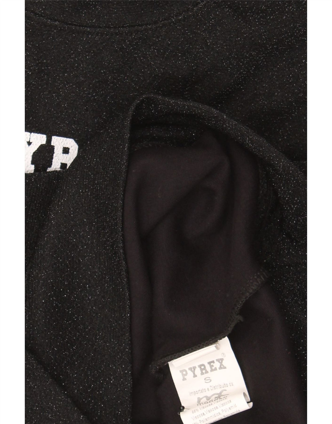 PYREX Womens Graphic Sweatshirt Jumper UK 10 Small Black Flecked Viscose Vintage Pyrex and Second-Hand Pyrex from Messina Hembry 