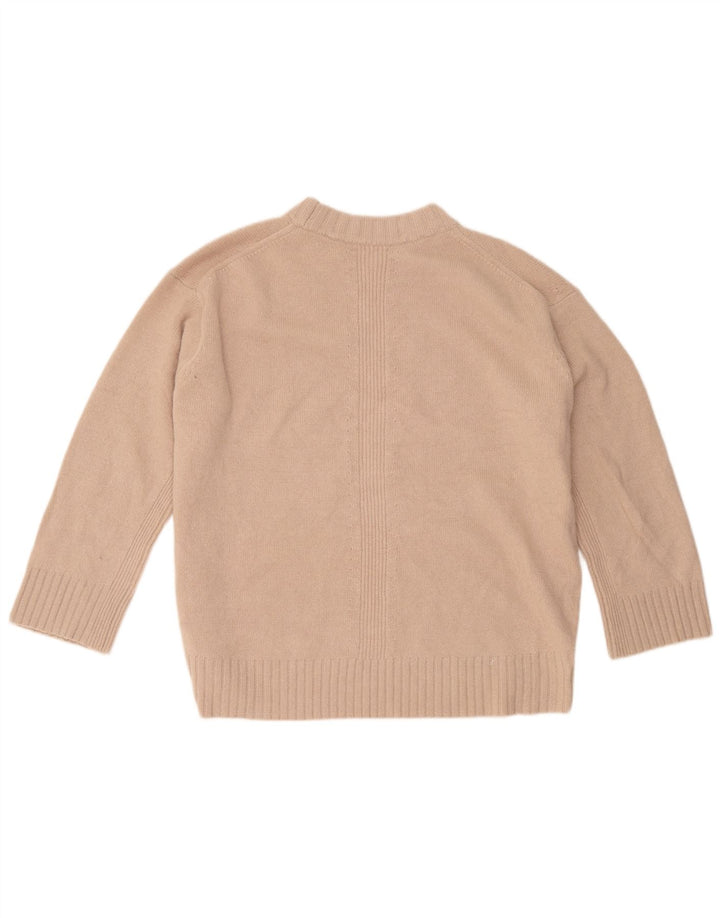 Reiss Womens Oversized Crew Neck Jumper Sweater UK 10 Small Beige Wool