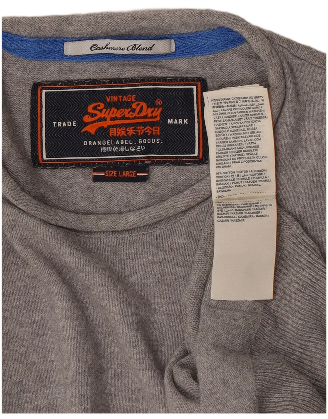 Superdry Mens Crew Neck Jumper Sweater Large Grey Cotton