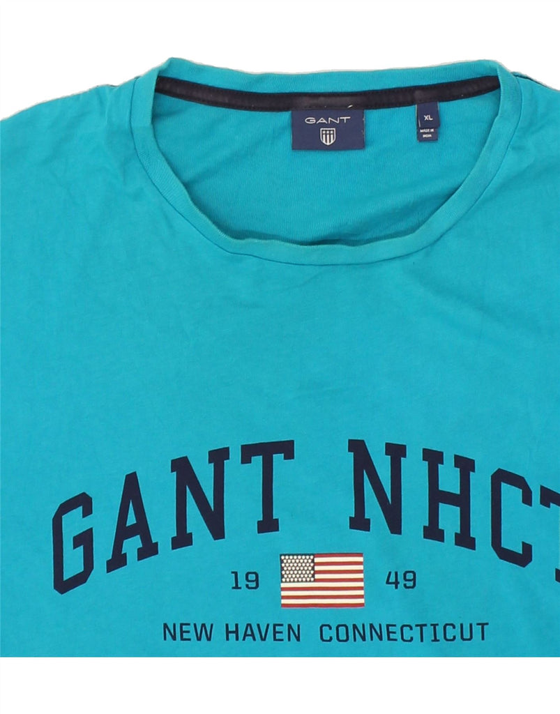 GANT Mens Graphic T-Shirt Top XL Blue Cotton | Vintage Gant | Thrift | Second-Hand Gant | Used Clothing | Messina Hembry 