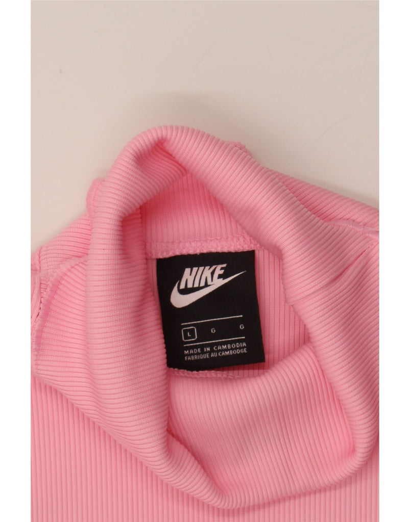 NIKE Womens Crop Roll Neck Top Long Sleeve UK 14 Large Pink Vintage Nike and Second-Hand Nike from Messina Hembry 