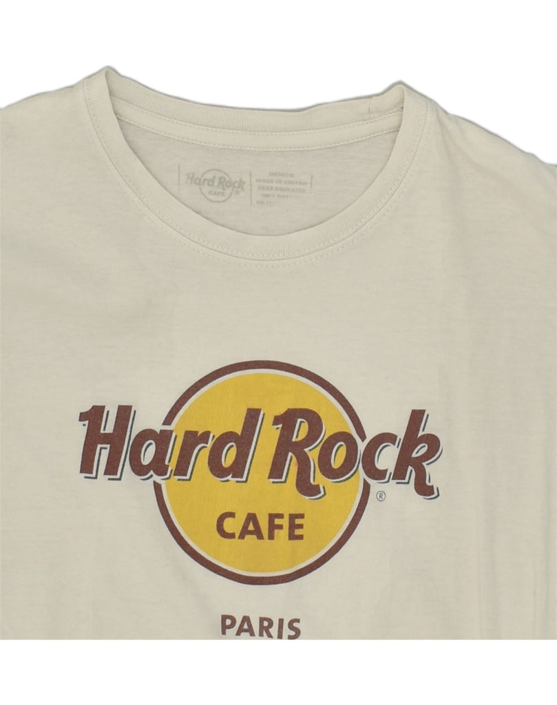 HARD ROCK CAFE Womens Paris Graphic T-Shirt Top UK 12 Medium White Cotton | Vintage Hard Rock Cafe | Thrift | Second-Hand Hard Rock Cafe | Used Clothing | Messina Hembry 