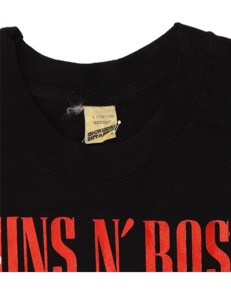 VINTAGE Mens Guns & Roses Graphic T-Shirt Top Large Black Cotton Vintage Vintage and Second-Hand Vintage from Messina Hembry 