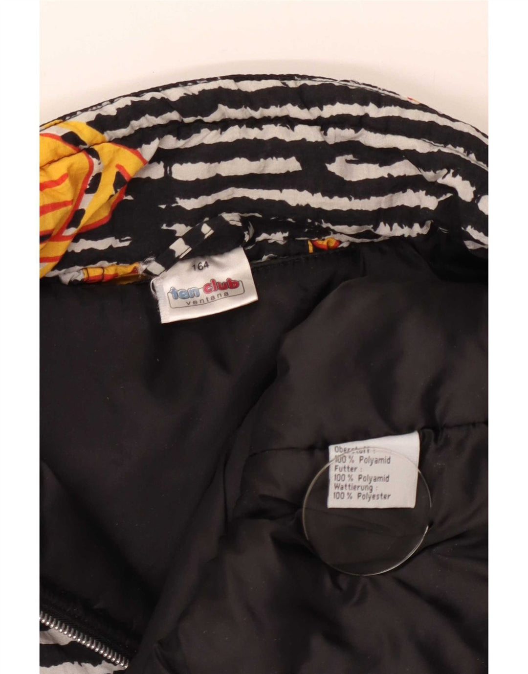 Vintage Boys Loose Fit Anorak Jacket 13-14 Years Black Geometric Polyamide