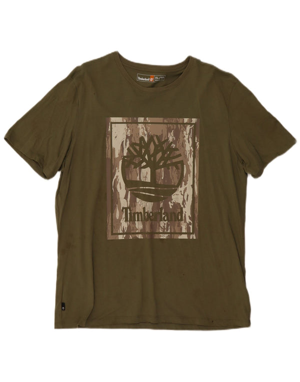 Timberland Mens Regular Fit Graphic T-Shirt Top XL Khaki Cotton
