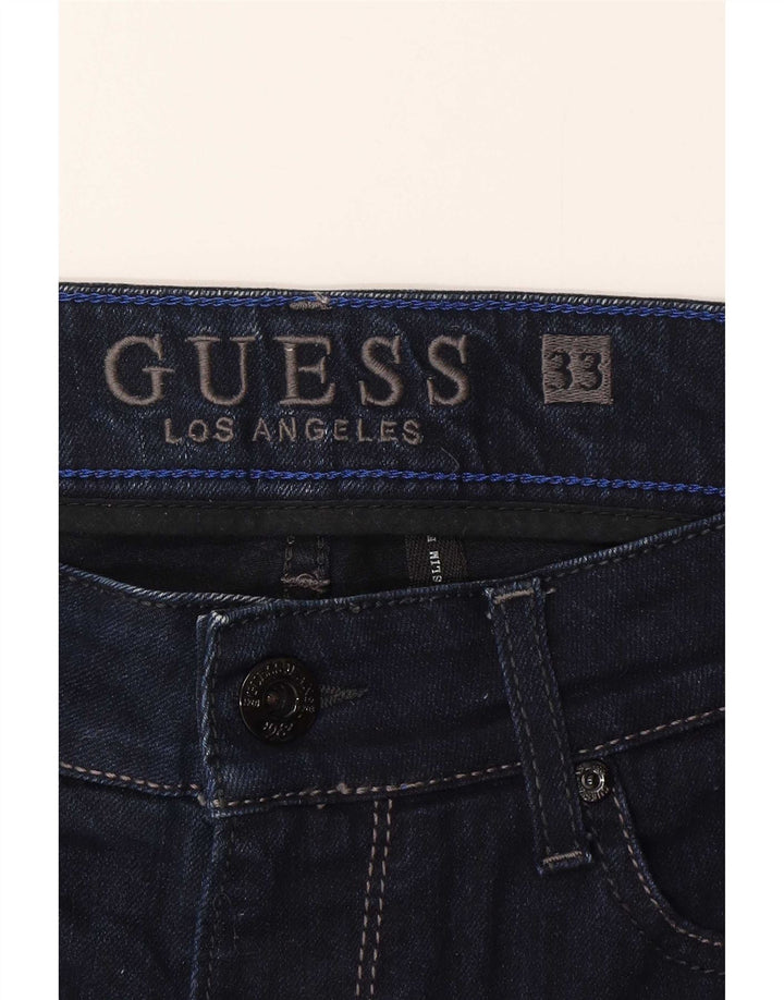 Guess Mens Denim Shorts W33 Medium Navy Blue