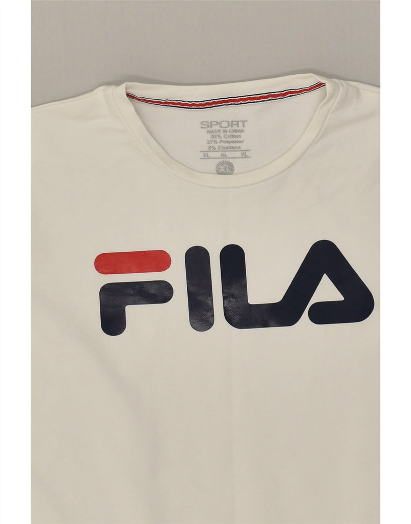 FILA Womens Graphic T-Shirt Top UK 18 XL White Cotton | Vintage Fila | Thrift | Second-Hand Fila | Used Clothing | Messina Hembry 