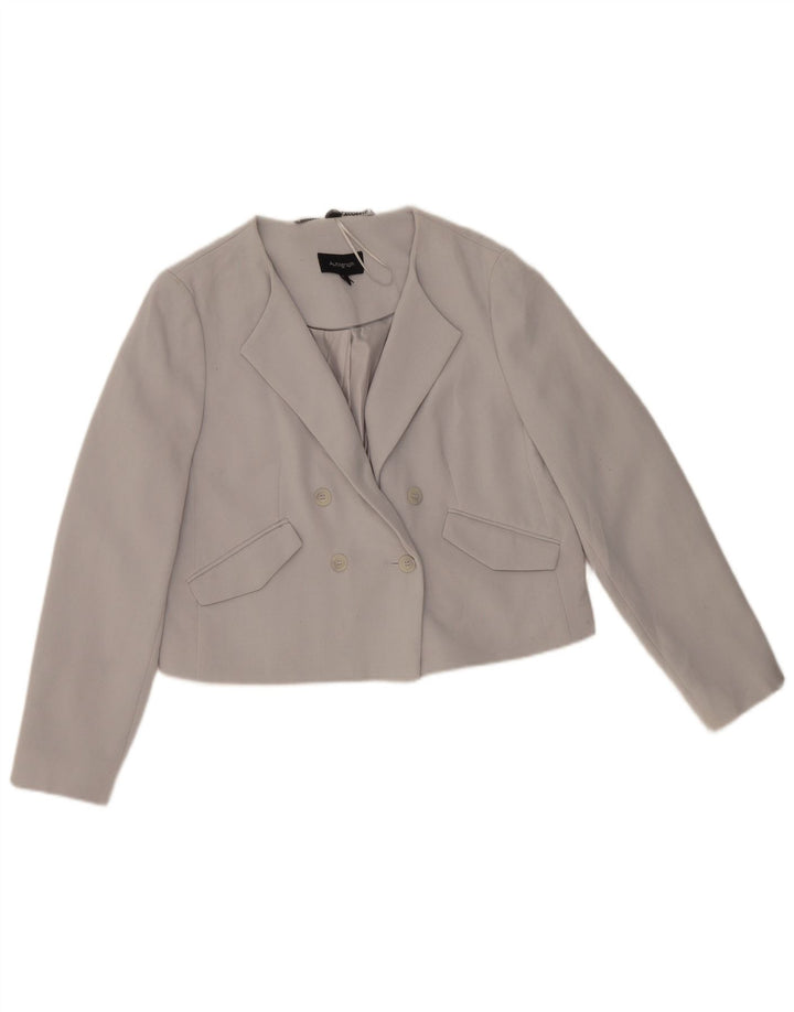 Marks & Spencer Womens Crop Double Breasted Blazer Jacket UK 12 Medium Grey