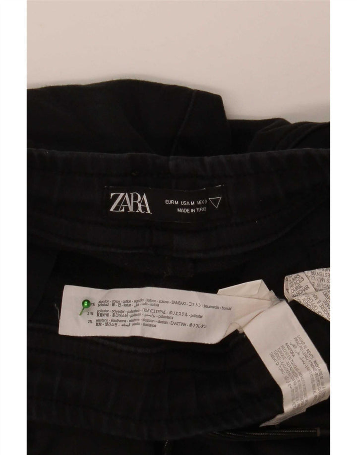 Zara Mens Tracksuit Trousers Joggers Medium  Black Cotton