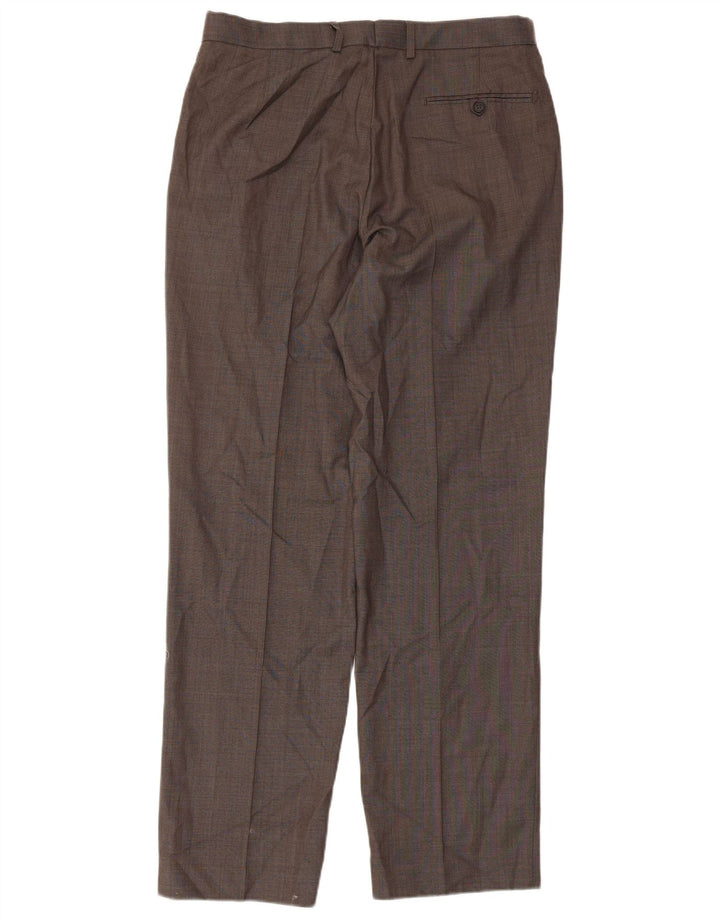 MARKS & SPENCER Mens Straight Suit Trousers W34 L33 Grey Polyester