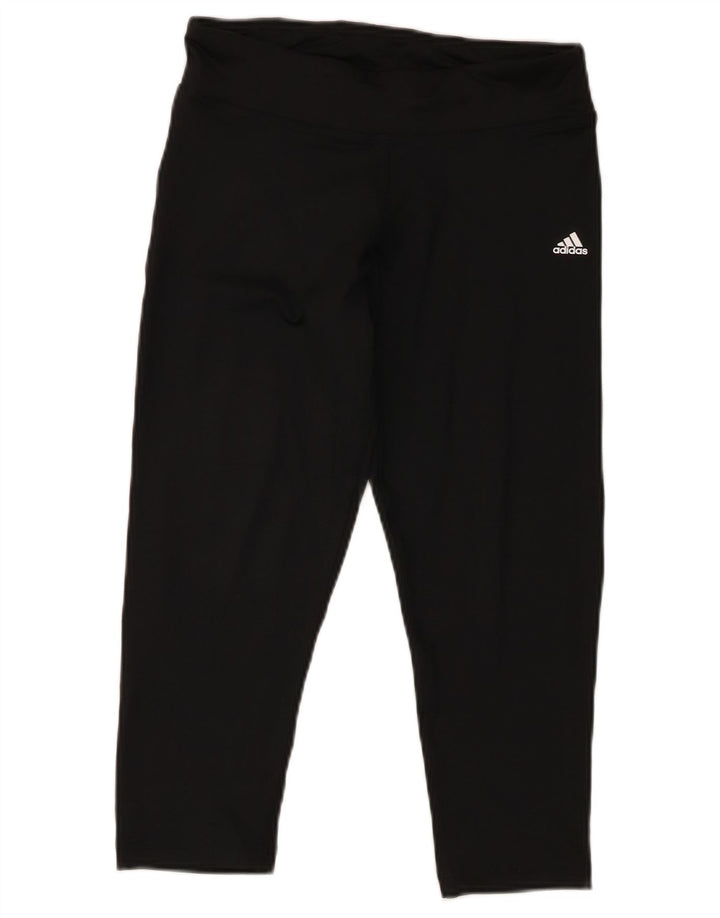 Adidas Womens Climalite Capri Leggings UK 10 Small Black Polyester