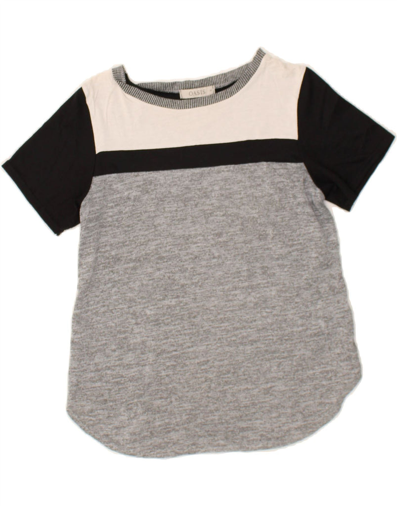 OASIS Womens T-Shirt Top UK 12 Medium Black Colourblock Vintage Oasis and Second-Hand Oasis from Messina Hembry 