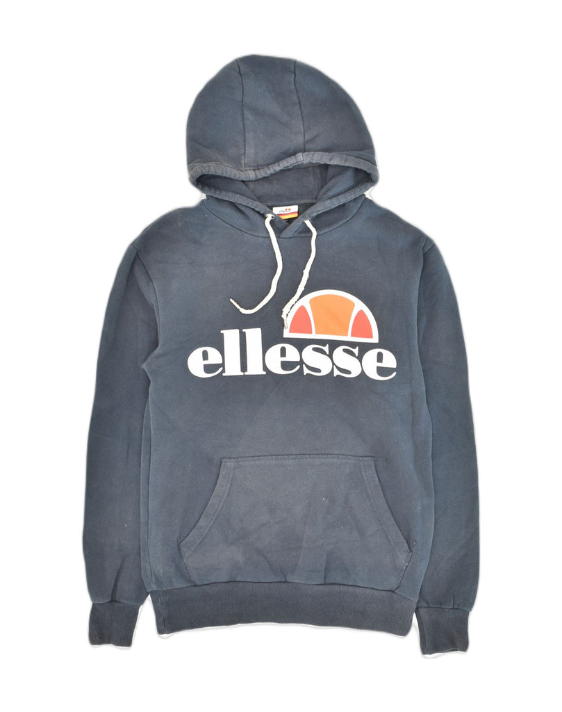 ELLESSE Mens Graphic Hoodie Jumper XS Navy Blue Cotton | Vintage Ellesse | Thrift | Second-Hand Ellesse | Used Clothing | Messina Hembry 