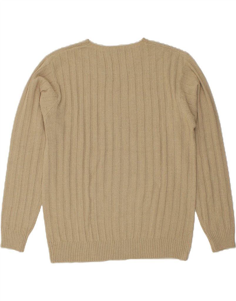 VINTAGE Mens V-Neck Jumper Sweater XL Beige Acrylic | Vintage Vintage | Thrift | Second-Hand Vintage | Used Clothing | Messina Hembry 