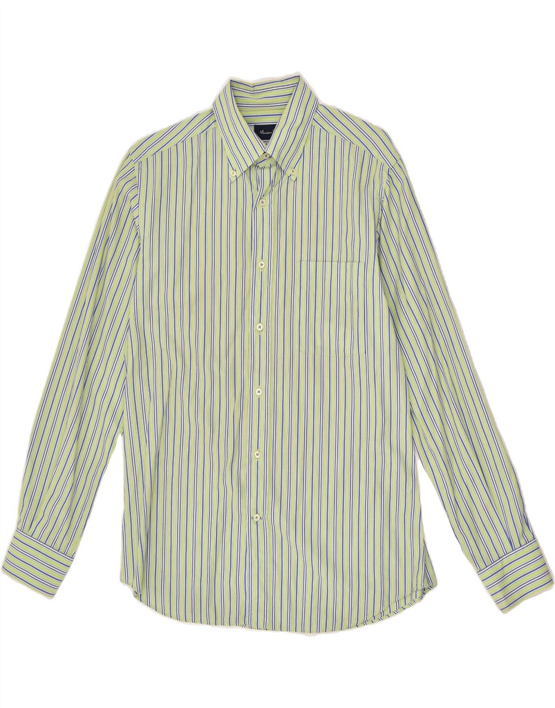 MASSIMO DUTTI Mens Slim Fit Shirt Medium Green Striped Cotton | Vintage Massimo Dutti | Thrift | Second-Hand Massimo Dutti | Used Clothing | Messina Hembry 