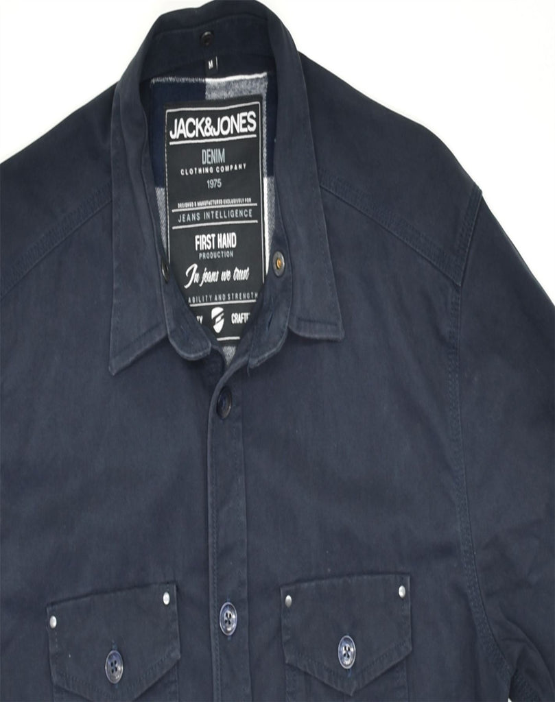 JACK & JONES Mens Shirt Medium Navy Blue Cotton | Vintage | Thrift | Second-Hand | Used Clothing | Messina Hembry 